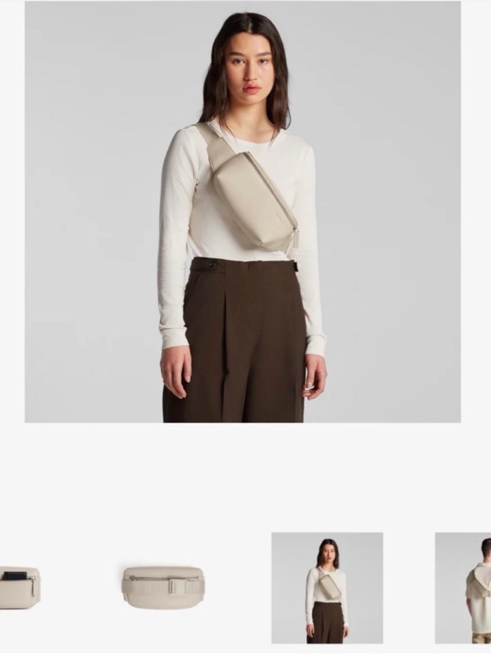 Monos Sling Fanny Pack Everyday Minimalist Belt Bag in Light Beige